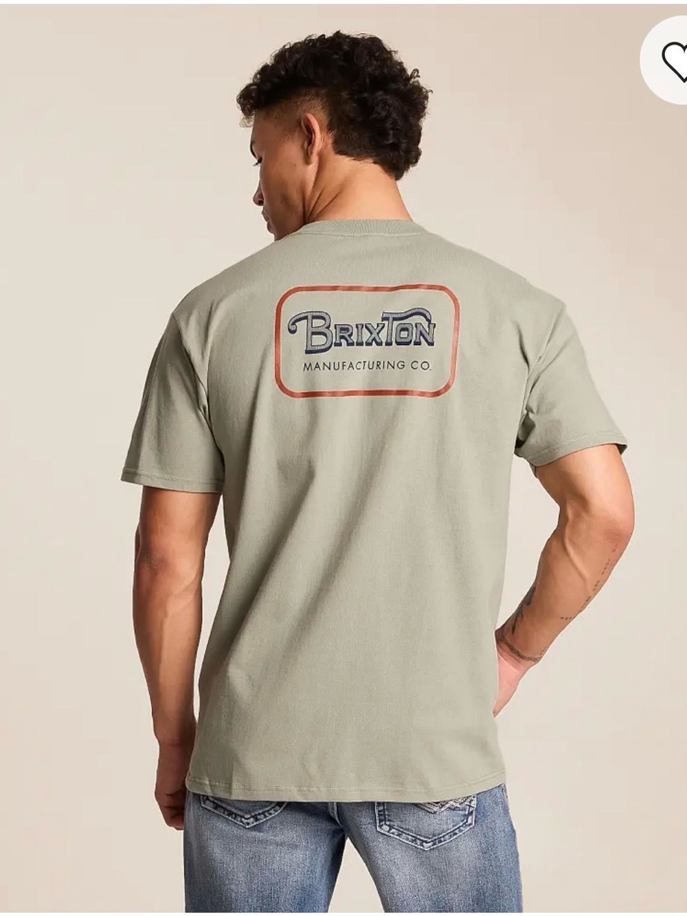 Brixton light Sage Graphic Back Logo T-Shirt - Men/ NWOT / XL / Ptp-24”